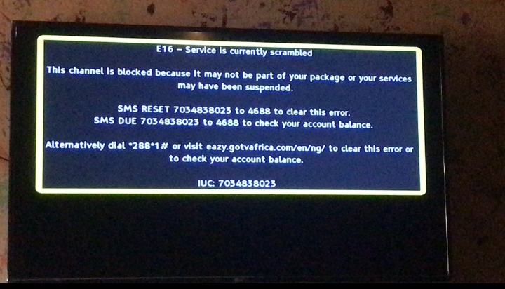 GOtv E-16 Error Code